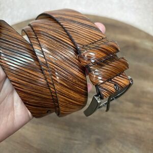 Lejon Brown Leather Belt Men's Size 42 Gunmetal Buckle Made‎ in USA